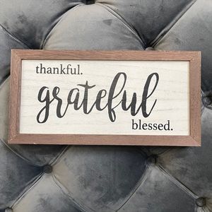 New "THANKFUL GRATEFUL BLESSED" Framed Wood Sign